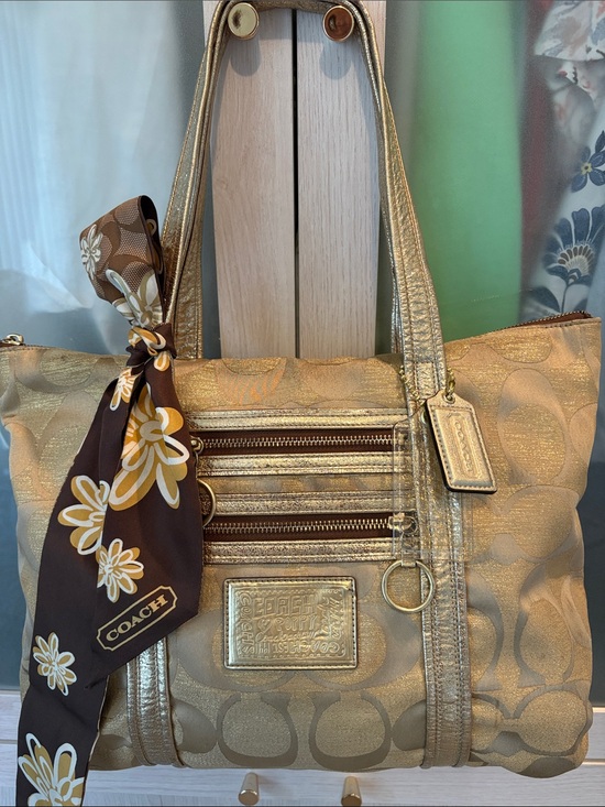 Coach Handbags - Coach Poppy Signature C Gold Lurex Tote